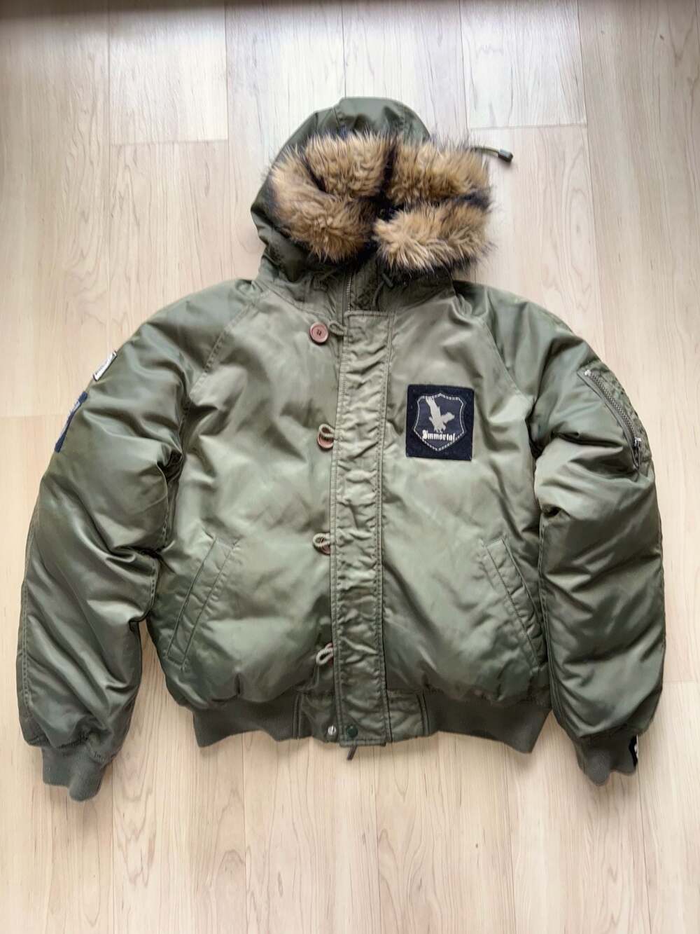Juicy Couture Vintage Y2K Immortal Patch Bomber Jacket Olive Green Size L